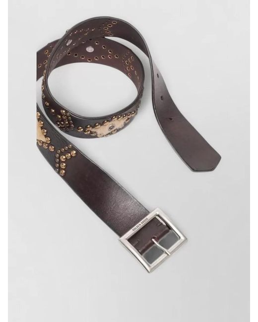 Golden Goose Deluxe Brand Gray Sierra Leather Belt Horsy Inserts Studs