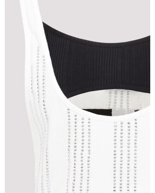 The Attico White Cotton Ribbed Jersey Tank Top