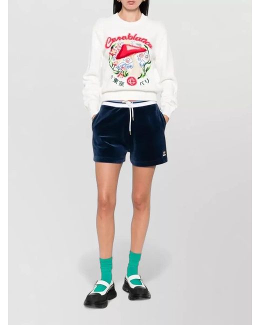Casablanca White Mushroom Emblem Intarsia Crewneck Sweater