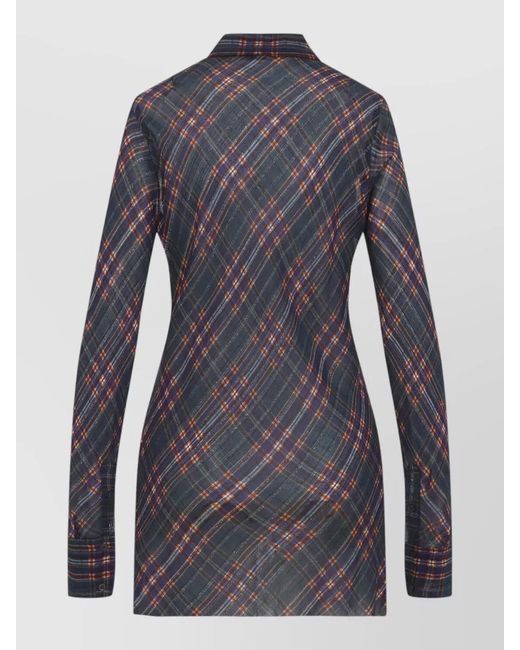 Dries Van Noten Blue Calima Plaid Shirt Tailored Slim Silhouette