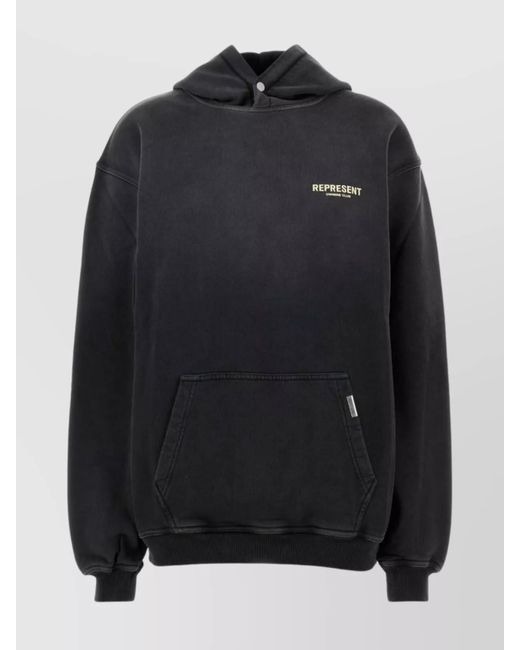 Represent Black Cotton Printed Hoodie for men