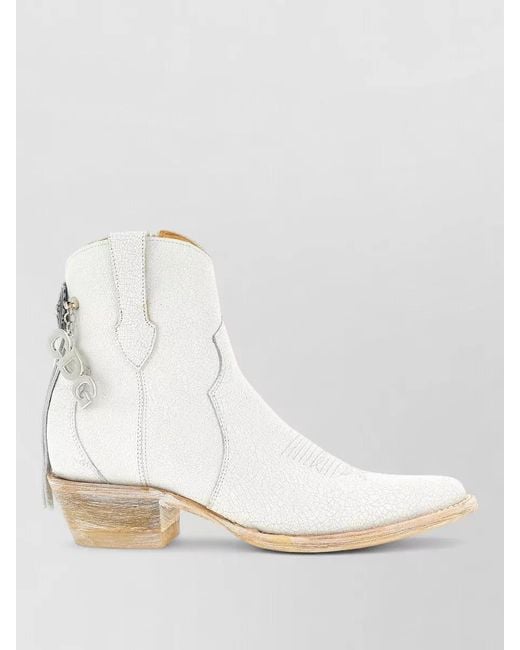 Comme des Garçons Natural Mexicana Ankle Boots Textured Stitching Wooden Heel