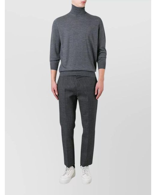 Brunello Cucinelli Gray Wool Turtleneck Sweater With Ribbed Cuffs And Hem for men