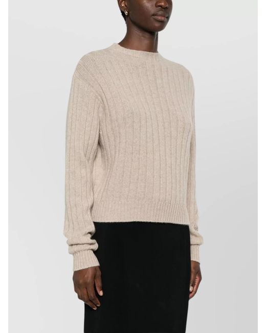 Prada White Ribbed Cropped Cashmere Jumper