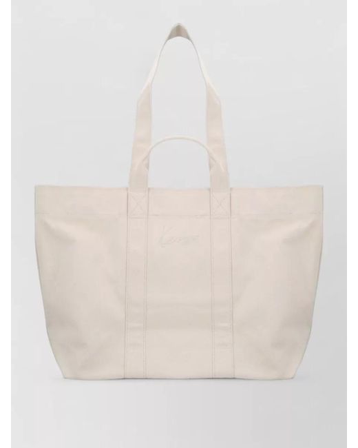 KENZO White Cartoon Print Large Tote Bag Rectangular for men