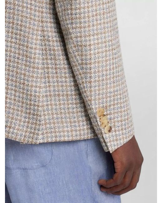 Etro Gray Jacket Nylon Silk Mix Notch Lapels for men