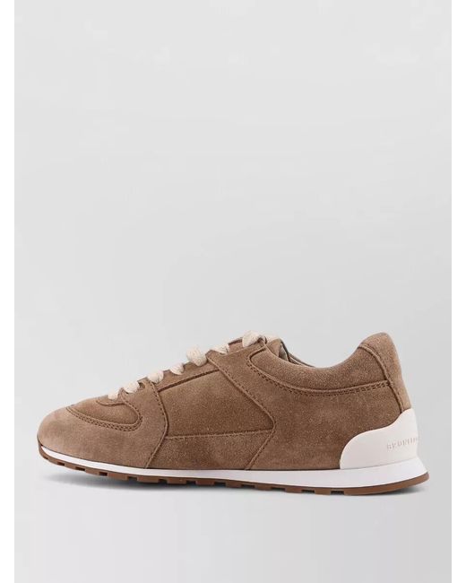 Brunello Cucinelli Brown Suede Low-Top Sneakers