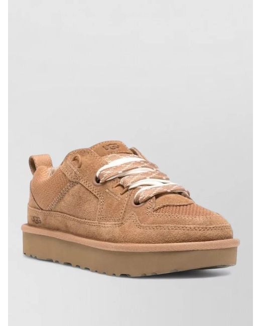 Ugg Natural Lace Up Suede Sneakers Pull Tab