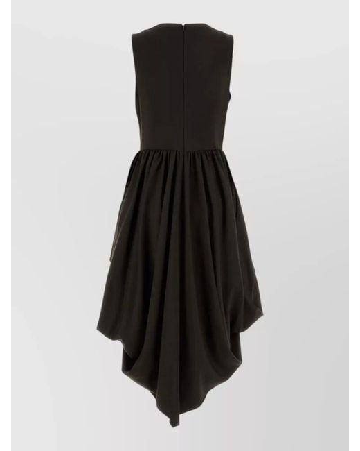 Loewe Black Viscose Blend Dress High Low Silhouette