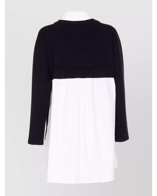 Elisabetta Franchi Blue Dress With Contrast Collar And V-Neckline
