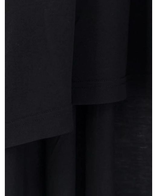 Balenciaga Black Longline Layered Jersey Top Round Neck