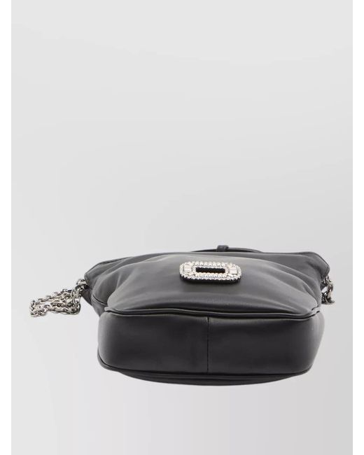 Roger Vivier Black Calfskin Crystal-Embellished Crossbody Bag