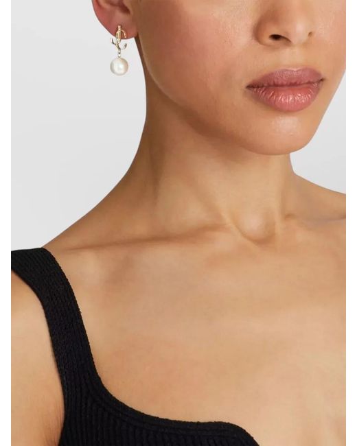 Jimmy Choo Natural Metal Pearl Stud Earrings