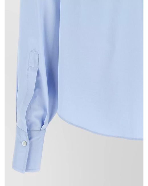 Brunello Cucinelli Blue Monile Trim Cotton Cropped Shirt