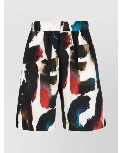 Alexander McQueen Red Abstract Logo Print Knee-Length Shorts for men
