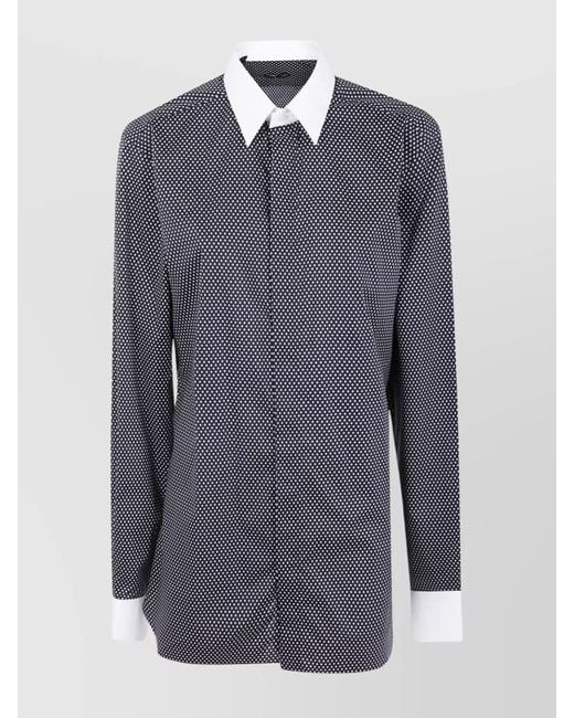 Tom Ford Blue Diamond Print Cotton Shirt With Pointed Collar for men