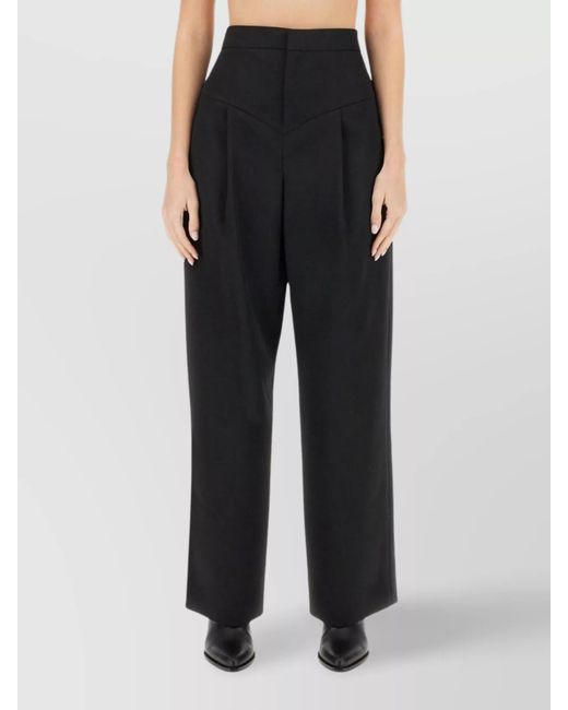 Isabel Marant Black Wool Regular-Fit Wide-Leg Trousers