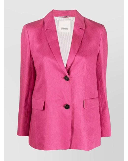 Max Mara Pink Linen Single-Breasted Blazer