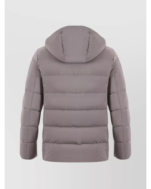 Fay Gray Buttoned Double-Breasted Hooded Quilted Pockets Jacket for men