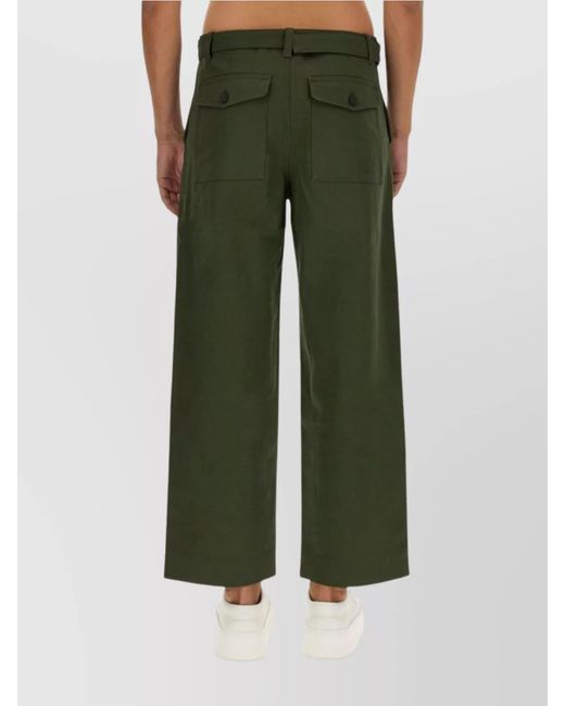 Maison Kitsuné Green Cotton Twill Wide-Leg Trousers for men