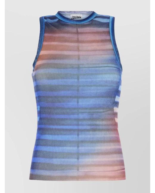 Jean Paul Gaultier Blue Printed Mesh Tank Top