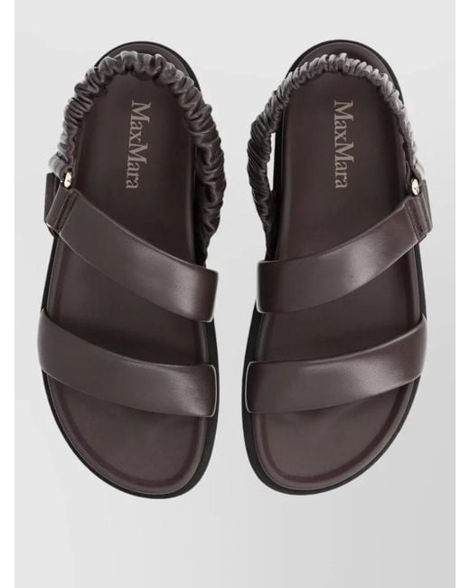 Max Mara Gray Leather Macro Slides