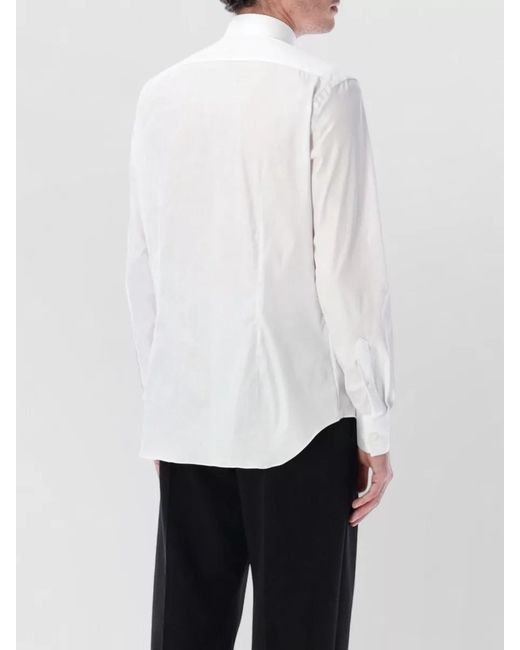 Xacus White Tailored Cotton Poplin Shirt Curved Hem for men
