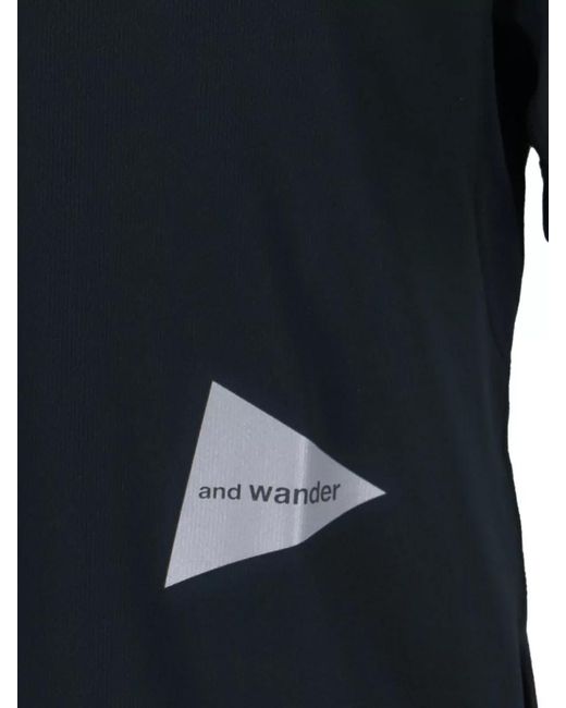 And Wander Black Crew Neck T Shirt Short Sleeves Top for men