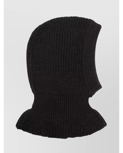 Lemaire Black Hood Hat Balaclava Design Knitted Ribbed