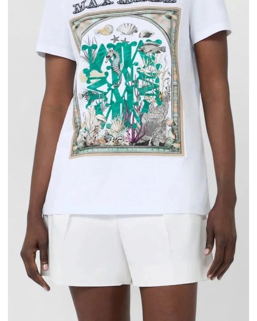 Max Mara White Classic Straight Fit Crew-Neck T-Shirt For