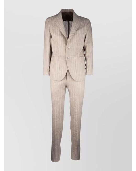 Colamarino Natural Suit Set Pinstripe Back Vent Buttoned Cuffs for men