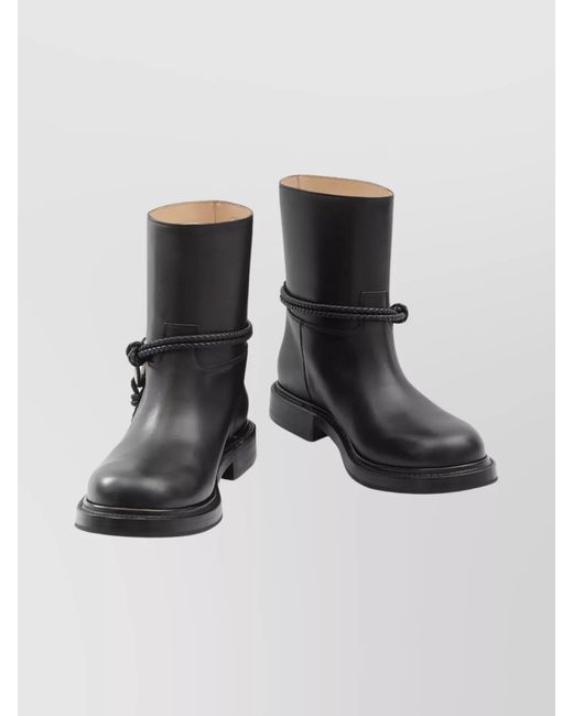 Bottega Veneta Black Calfskin Leather Ankle Boots