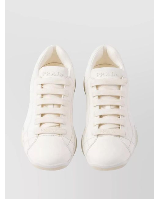 Prada White Nappa Leather Low-Top Sneakers