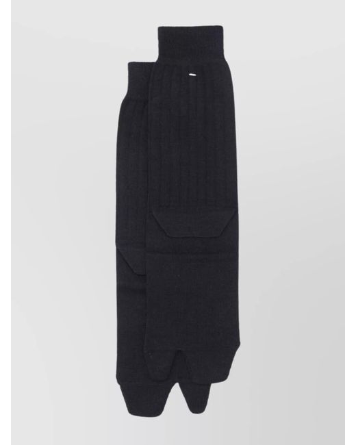 Maison Margiela Blue Wool Ribbed Tabi Ankle Socks