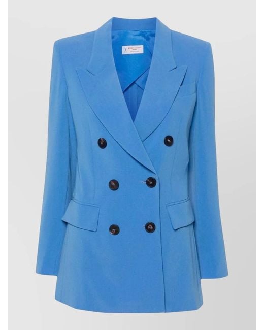 Alberto Biani Blue Double Breasted Cady Tailored Jacket