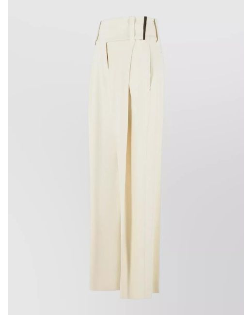 Sportmax Natural Oblo High Waist Wide Leg Trousers