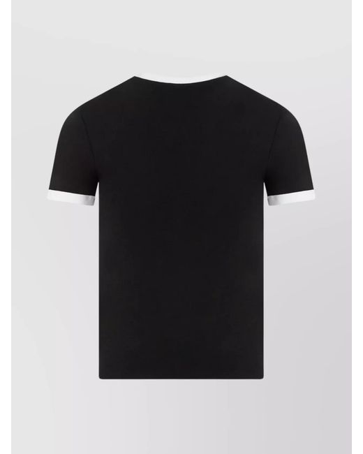 Courreges Black Cotton Ribbed Slim-Fit Logo T-Shirt