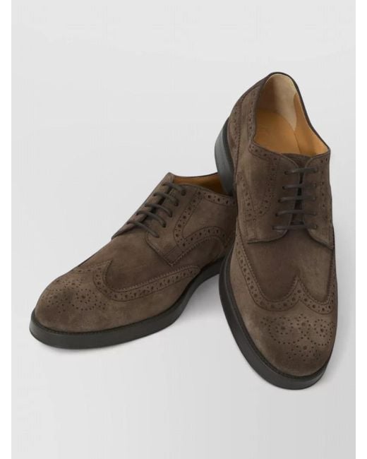 Tod's Brown Suede Lace Up Brogues Leather Sole for men