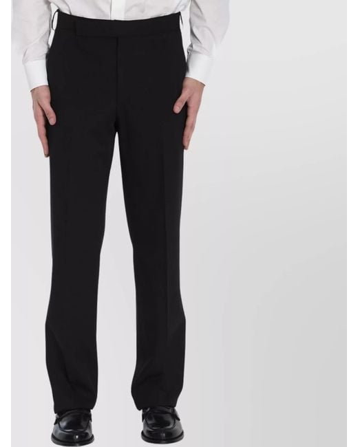 Lardini Black Wool Straight-Leg Tailored Trousers for men