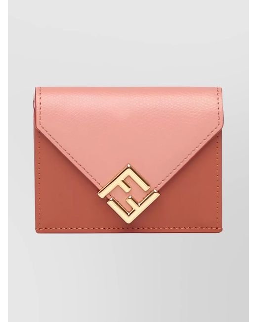 Fendi Pink Medium Tri-Fold Wallet Diamonds
