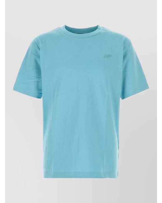 New Balance Blue Cotton Crew Neck Short Sleeve T-Shirt Shirt for men