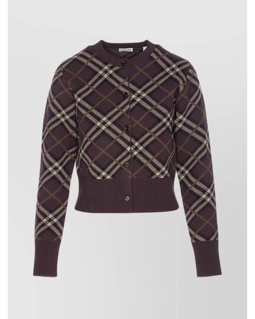 Burberry Multicolor Cashmere Wool Checked Crewneck Cardigan