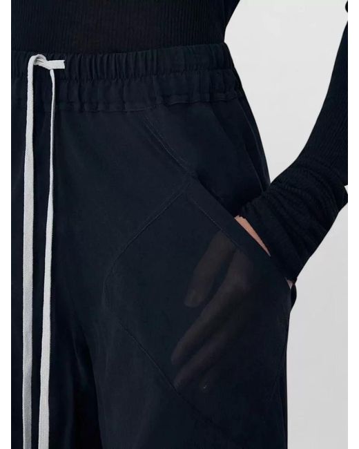 Rick Owens Black Silk High-Rise Wide-Leg Trousers