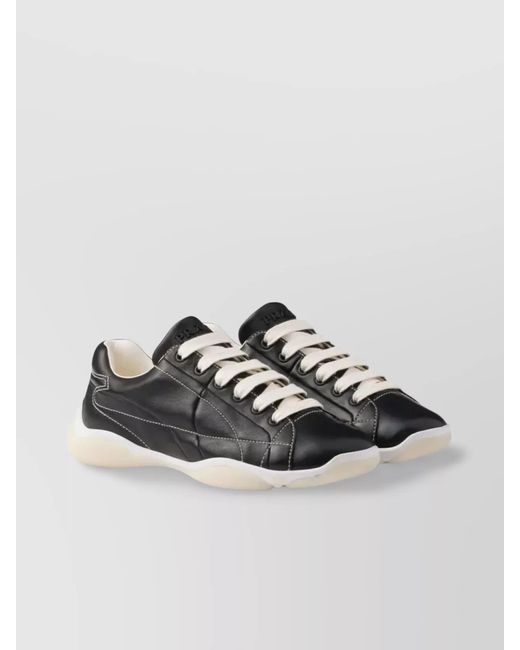 Prada Black Leather Low-Top Sneakers