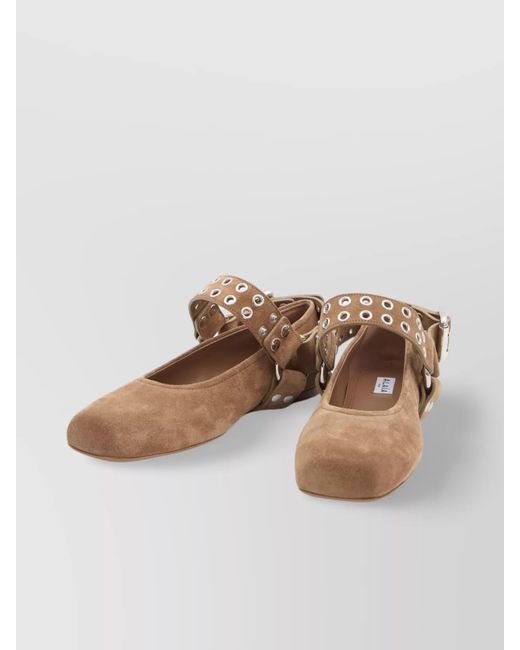 Alaïa White Leather Biker Ballet Flats