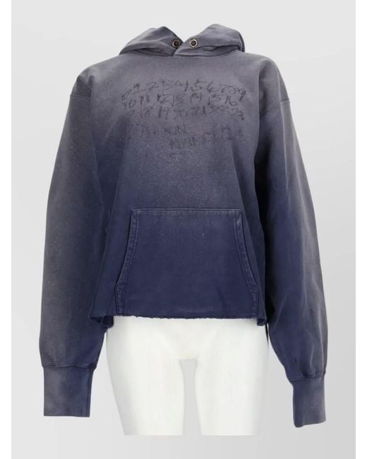 Maison Margiela Blue Hooded Cropped Jacket Distressed Finish Pockets
