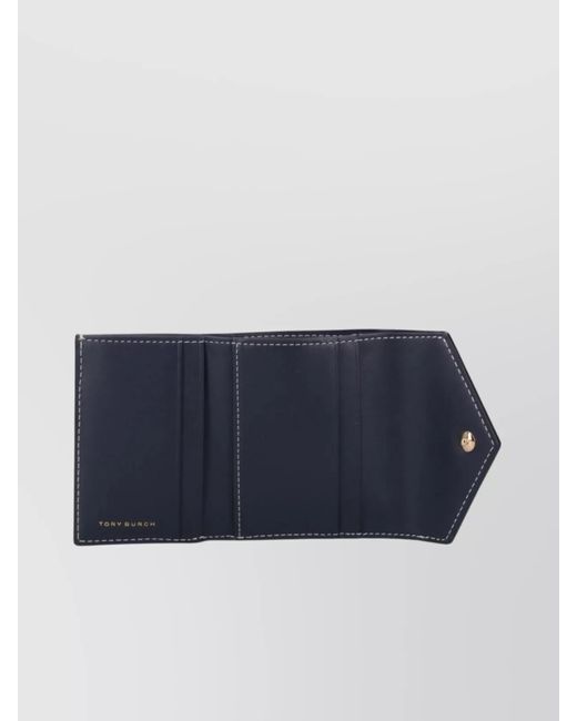 Tory Burch Blue Leather Purses Stitch Detailing