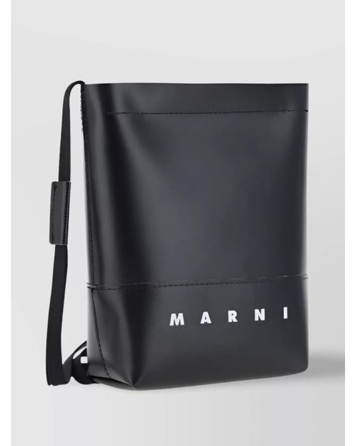 Marni Black Logo-Print Shoulder Bag for men