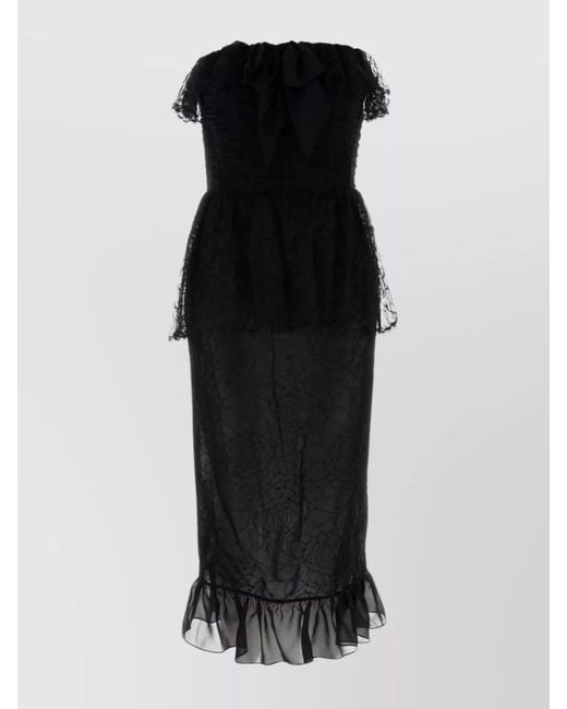 Alessandra Rich Black Lace Midi Dress