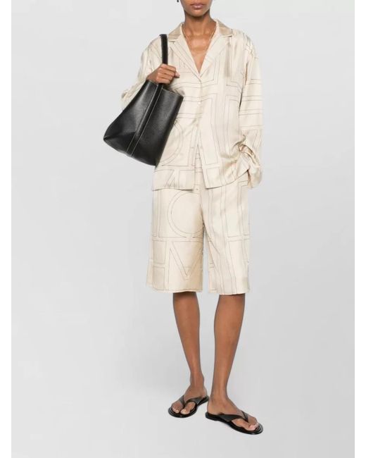 Totême Natural Silk Monogram Printed Pajama Shirt